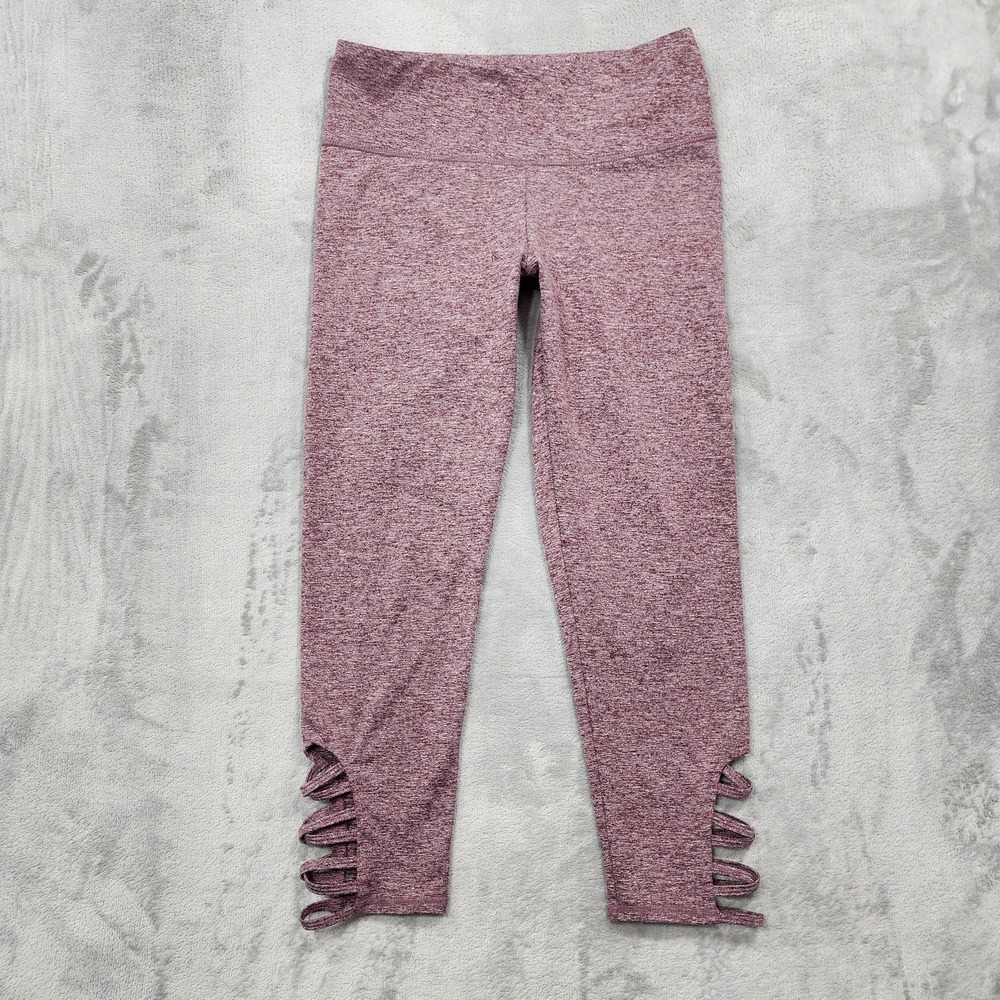 Threads 4 Thought Leggings Womens XS Pink Capri Lattice Hem Yoga Gym Workout